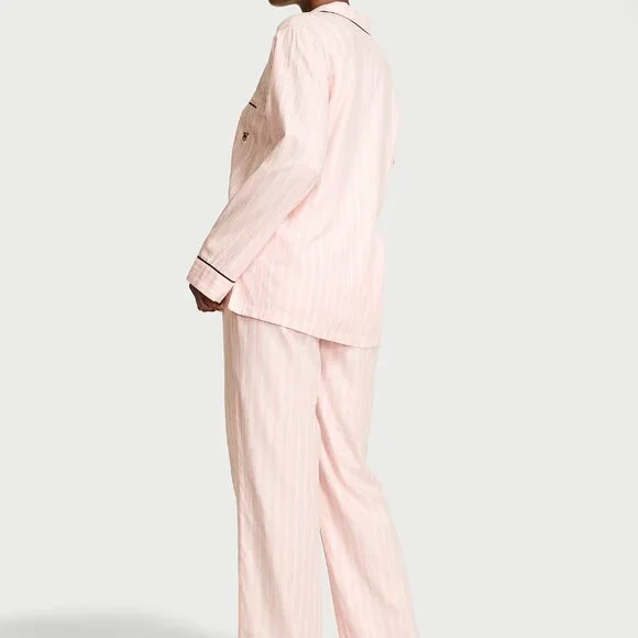 Victoria's Secret Pink and White Striped Pajama Set with Silver - Picture 4 of 12